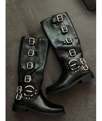 Biker Boots Buckles - Black