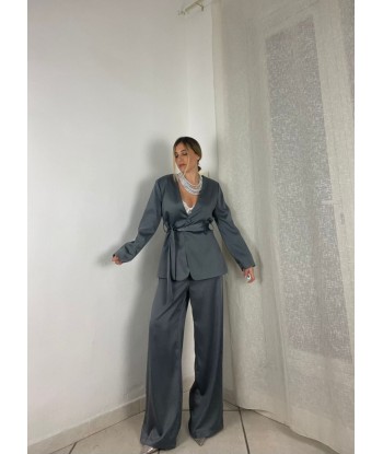 Satin Suit - Pearl Grey